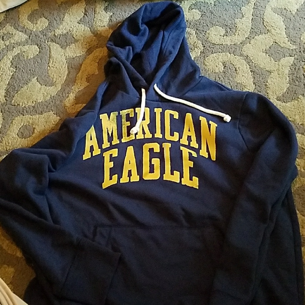 American Eagle Outfitters Navy and Yellow Hoodie